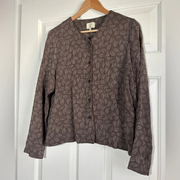 VTG Kathleen Sommers Womens Button Down Blouse Large Brown Minkleaf Quiet Luxury - Picture 3 of 9
